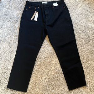 Topshop High Waisted, Raw Hem Black Jeans